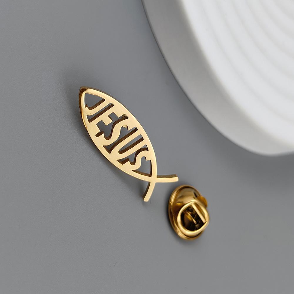 

Брошь-рыбка из нержавеющей стали премиум-дизайна, модная булавка на лацкан, аксессуары для свитера и рубашки золотой