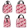 Cereza Roja Tallos Verdes Rosa Bolsa de Almuerzo Aislada para Niños Refrigerador Escolar Térmica Caja de Comida Tote Cajas de Almuerzo Portátiles Contenedor