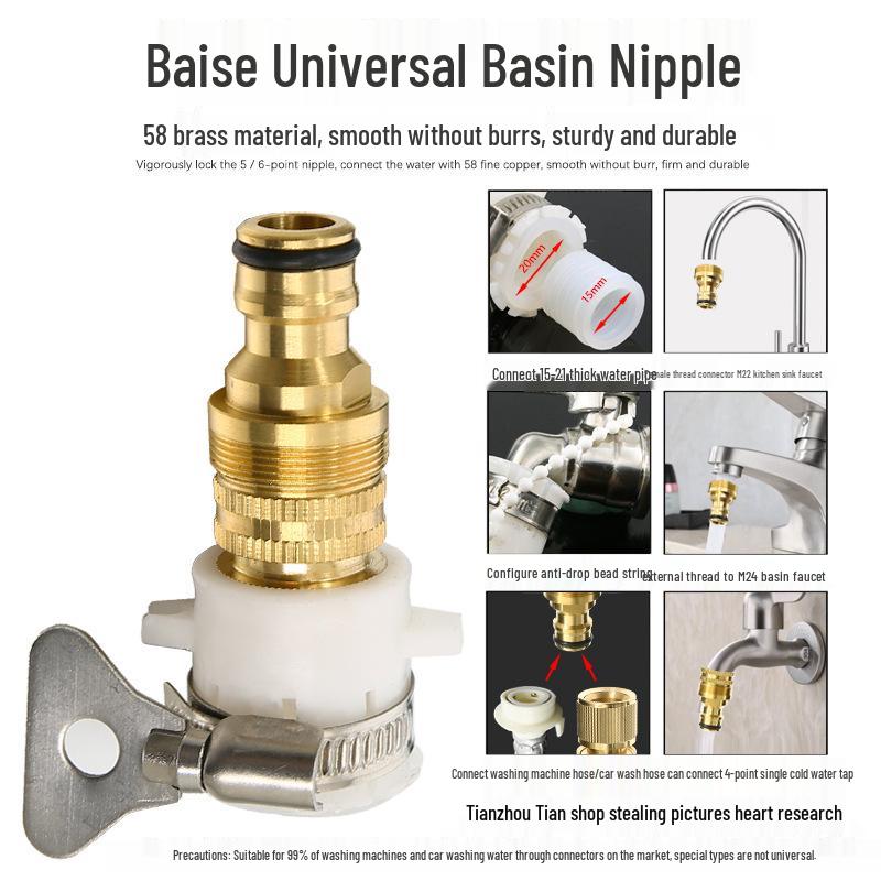 Universeller Kupfer-Wasserhahn-Adapter & Schnellkupplung für Schläuche