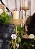 Tall gold candlestick in glamour retro style with porcelain flowers 87cm