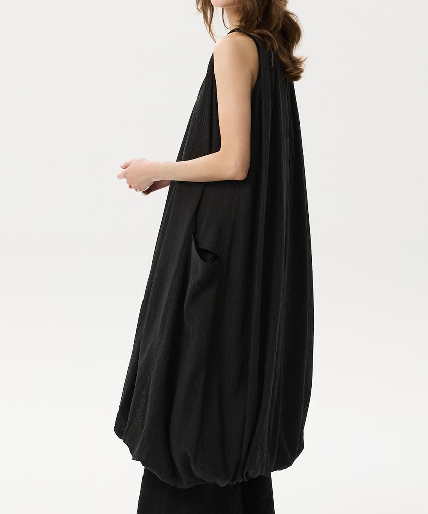 Mid And Row Balloon Sleeveless Dress(Black)