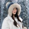 Winter Retro Ethnic Style Knitted Warm Thickened Velvet Cold-proof Wool Hat Women's Warm Ear Protector Hairball Hat