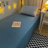 3/4piece Bedding Set Washed Cotton Simple Blue Grid Quilt Cover Sheet Human Bed Sheet Simple Style Bed Linen Bedclothes