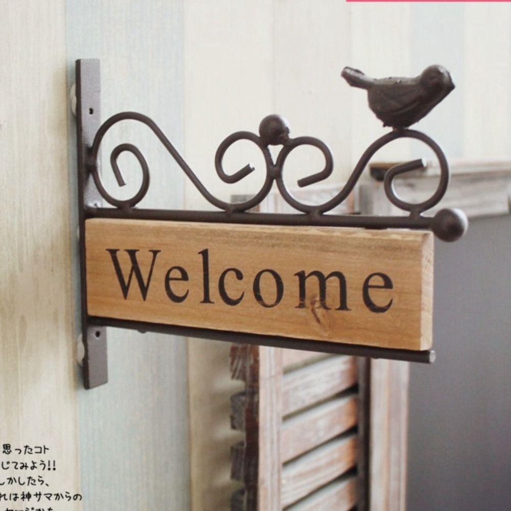 Bird Pattern Welcome Sign Board Rural Style Welcome Wall Hanging Decor  Front Door Decor