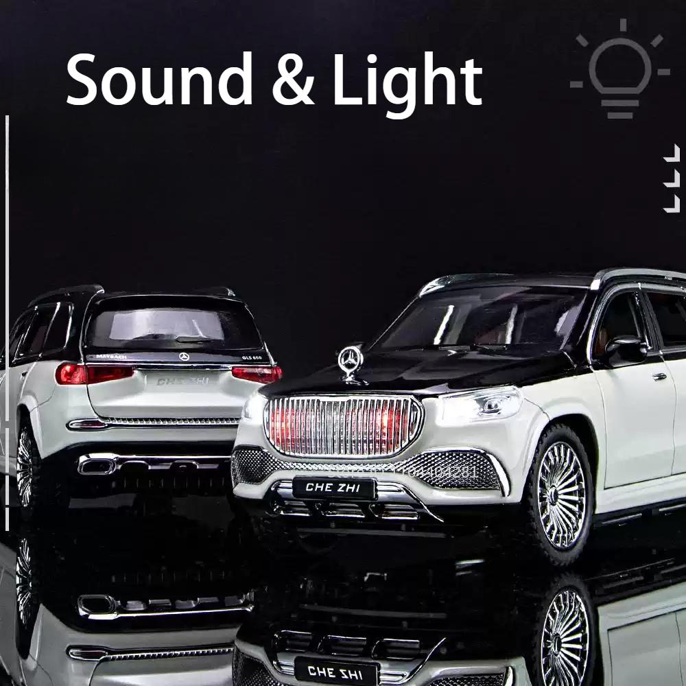 1:24 GLS600 S680 Model Diecast Alloy Toy Car Sound Light Pull Back Front Wheel Steering Door Opened Vehice Children Holiday Gift