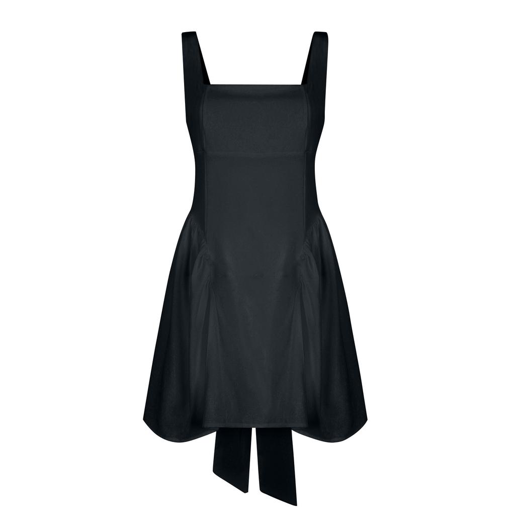 Women's Fashion Solid Color Butterfly Knot Open Back Sleeveless Dress