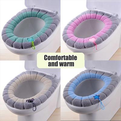 1PCS Thicker Soft Comfortable Toilet Seat Cover Pad Stretchable Toilet Seat Warmer with Handle Easy Install Bathroom Accessories