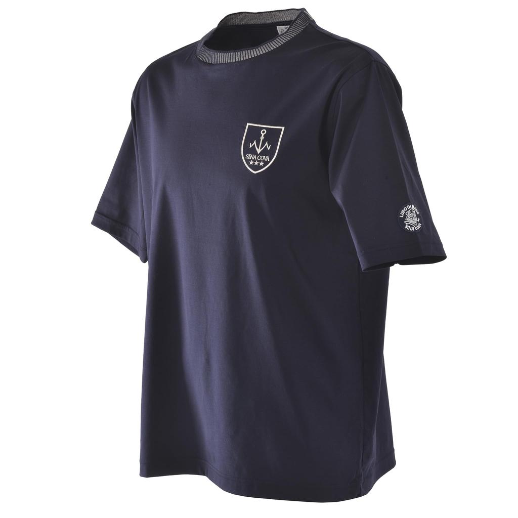 Sinacova Short Sleeve Supima Mercerized Knit Crew Anchor Size 24130510 Men's T-Shirt, 100% Cotton, Neck, Emblem, Design, M, (Navy)