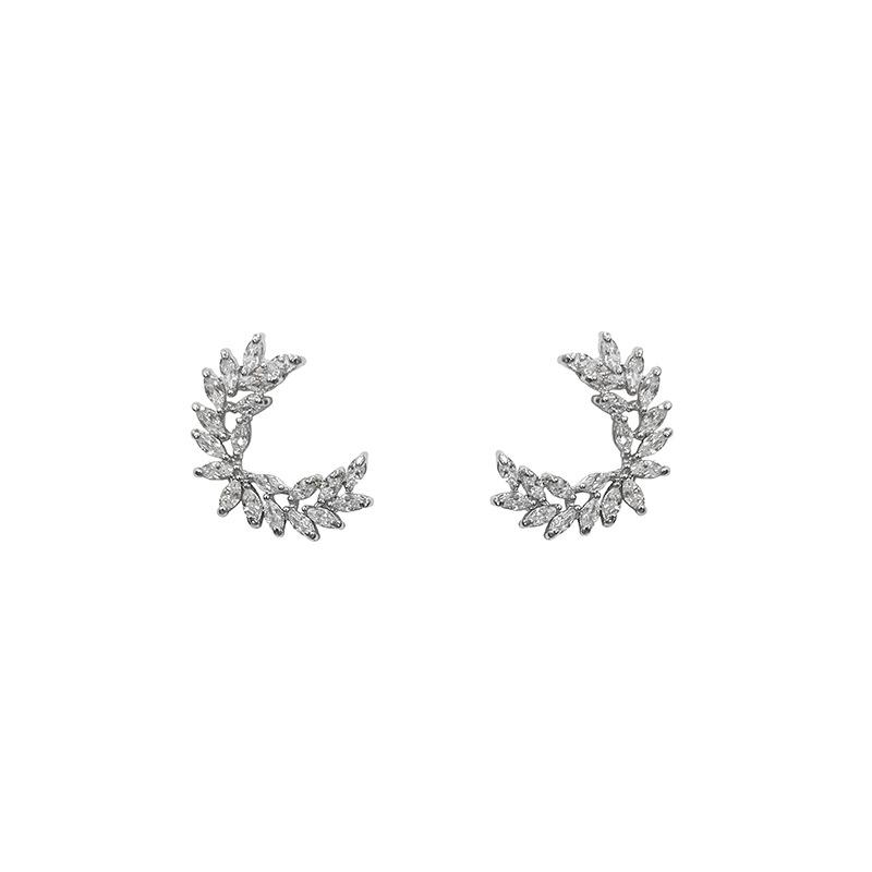 Elegant Zircon Silver Needle Stud Earrings: Minimalist, Versatile, High-End Design for Women