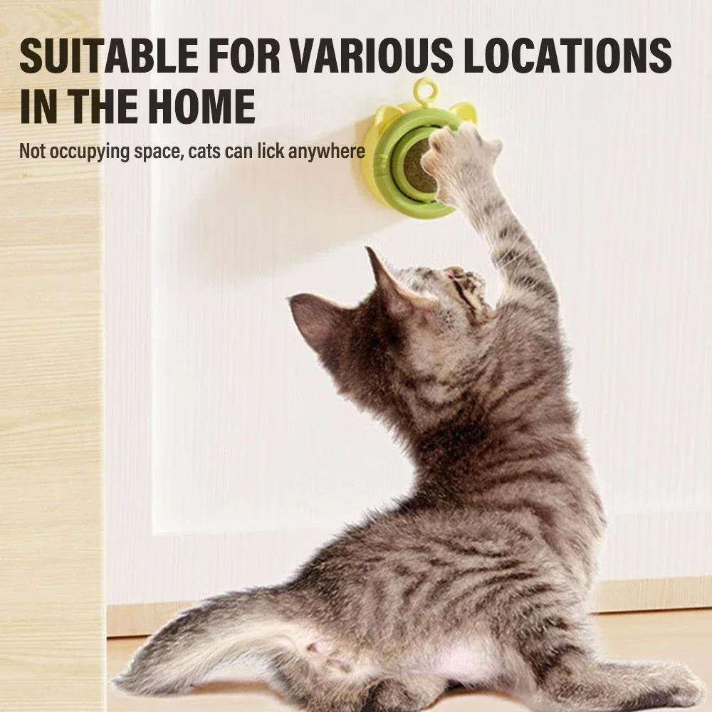 Natural Catnip Ball Cat Wall Stick-on Toy Scratcher Treats Healthy Natural Removes Ball to Promote Digestion Cat Grass Snack