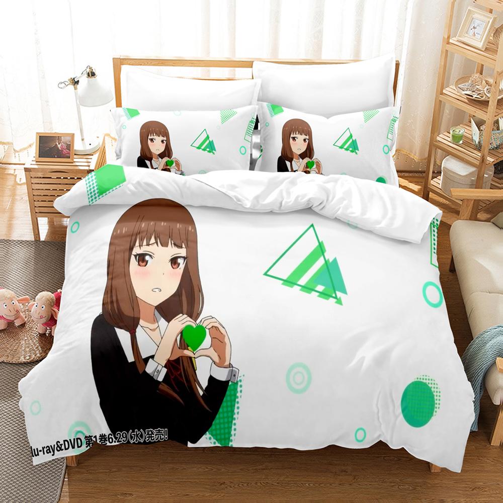 Kaguya Sama Love Is War Bedding Set 3PCS Kaguya Shinomiya Maid Outfit Red Heart Background Anime Print Duvet Cover All Sizes