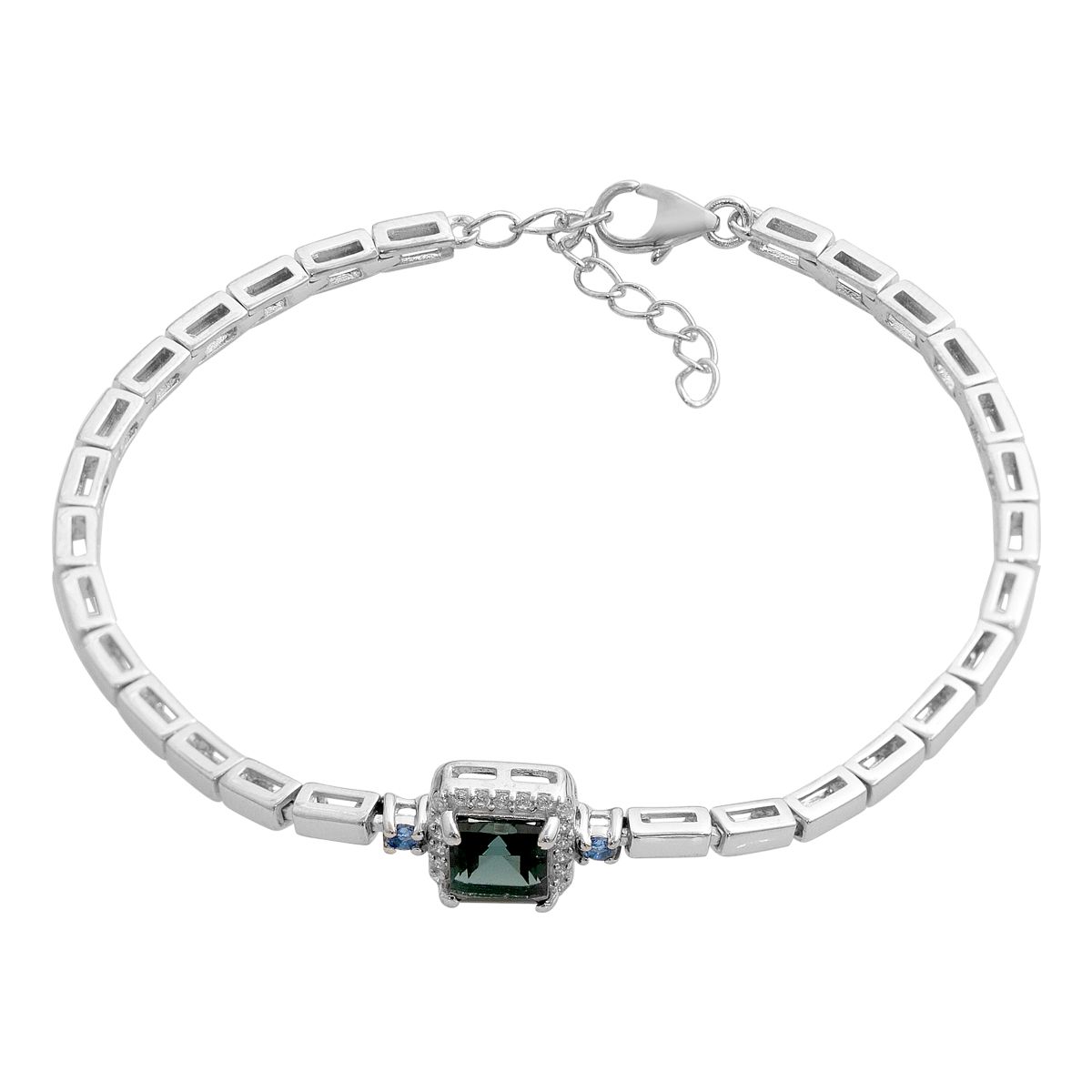 

Серебряный браслет с натуральным топазом Лондон Блю 1.2ct, топазом, вес изделия 7,9 гр (2205562) 17-20cm синій