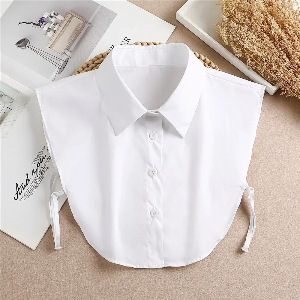Fashion Front Tie White Fake Collar for Women Stand Detachable Collar Fake Girls Vintage Lace Ladies False Blouse Collar