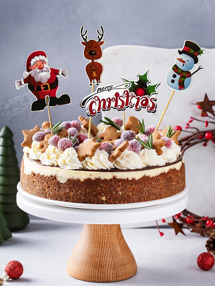 1set Cheap Christmas Cake Toppers Santa Claus Snowman Elk Cupcake Topper Christmas Eve Cake Decoration Xmas Supplies