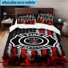 Firefighter Braving Flames 3pcs Bedding,Including 1pc Duvet Cover And 2pcs Pillowcases Perfect for Christmas,Ideal for Bedroom, Dormitory