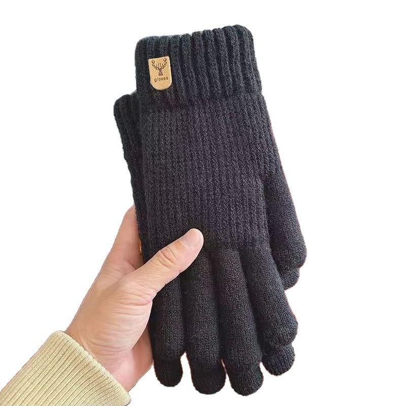 

Новые вязаные шерстяные морозостойкие теплые перчатки мужские утолщенные для активного отдыха флисовые one size
