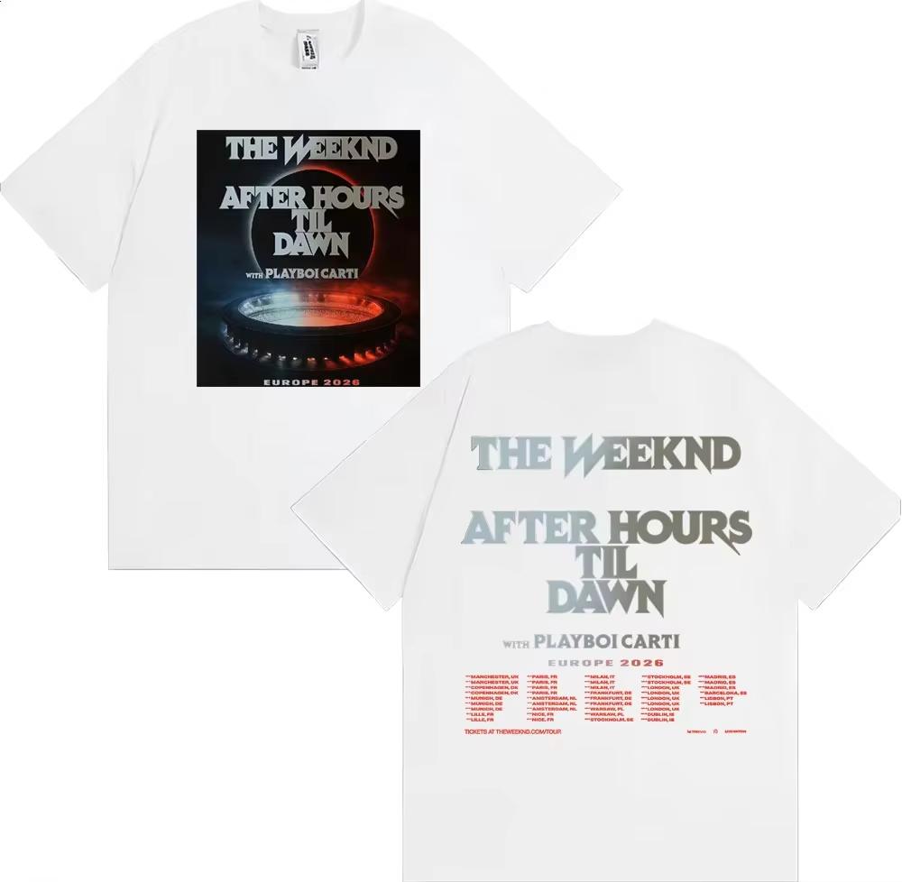 The Weeknd After Hours Til Dawn with Playboi Carti Europe 2026 Dates T Shirts Unisex Women Casual pure Cotton Short Sleeve Tshirts