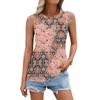 Women's Summer Vest Loose Pleated Round Neck Shirt Casual Sleeveless Top