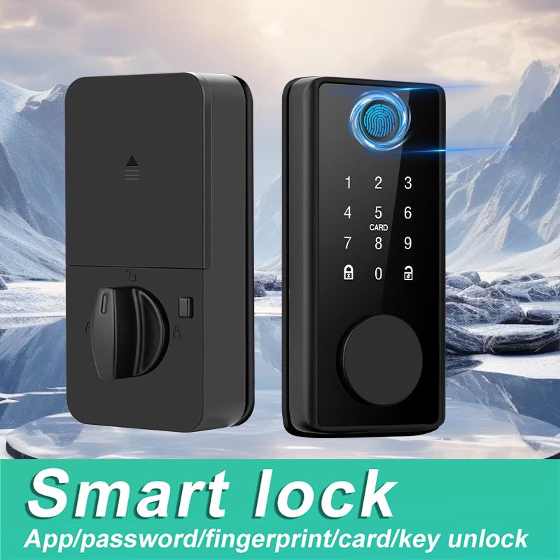Smart Fingerprint Deadbolt Locks for Indoor Wooden Door Fingerprint/ Key/Password/IC Card Locks Deadbolt Automatic Latch Lock