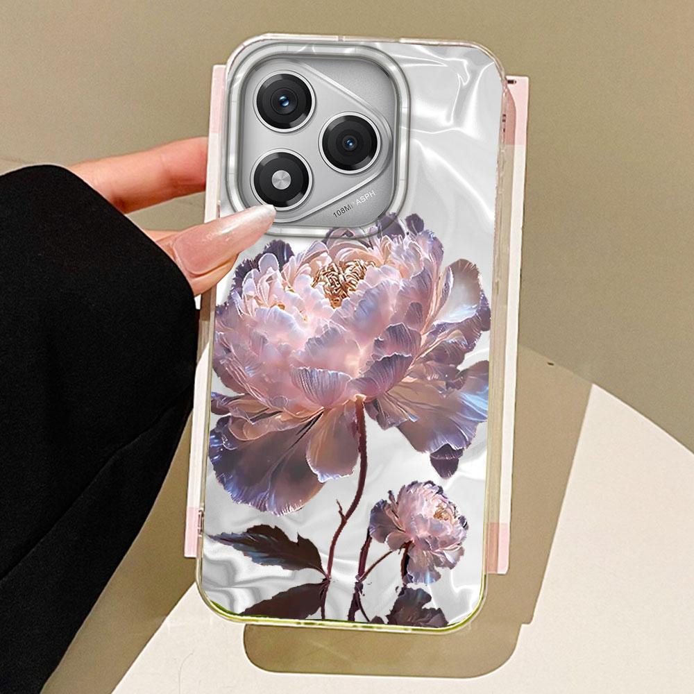 

White Peony Lotus Print Women Girls Phone Case for Honor 400 200 90 Smart Pro Magic7 6 5 70 Lite X9a X9c X8b X8a X8c X7c Cover Honor X8 5G білий