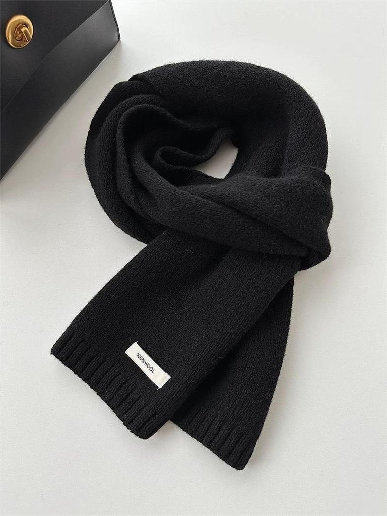 100% Pure Wool Knitted Scarf - Versatile Autumn/Winter Cashmere Neck Warmer for Couples