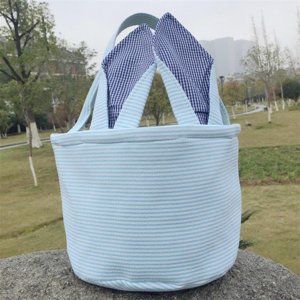 Lightweight Foam Yarn Easter Bag Monochrome Rabbit Ear Easter Basket Handheld Easter Rabbit Storage Bag Easter