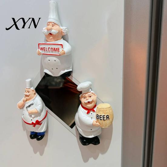 Decorative Fridge Magnet Cartoon Fat Chef Magnet, Hand-painted 3D Refrigerator Picture Photo Holder for Home Office Kitchen Decoration