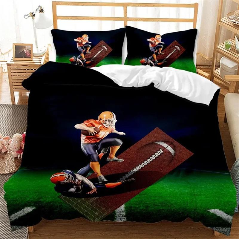 Rugby Sports Duvet Cover Set American Football Bedding Queen Size Polyester Comforter Cover Sports Themed Quilt