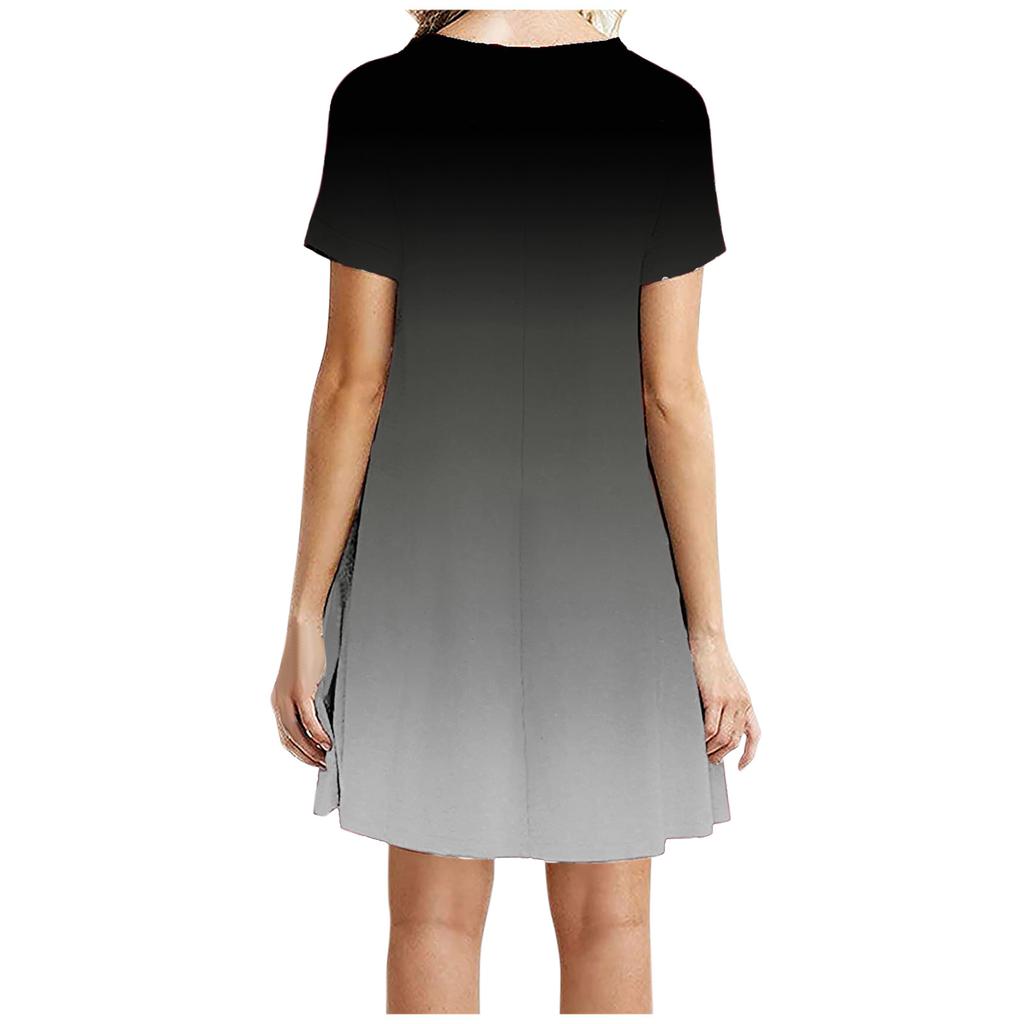 Fashion Women Casual Short Sleeve  Solid Ladies Loose  Dress