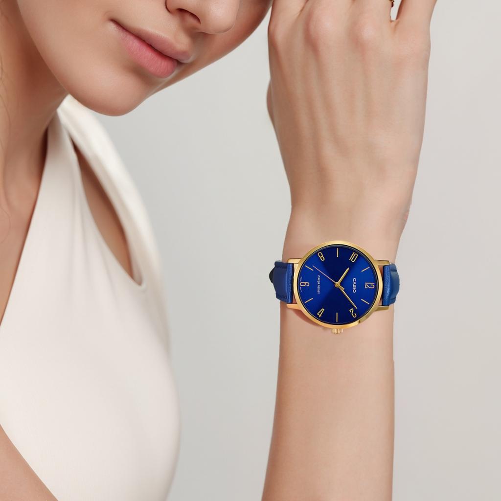 CASIO STANDARD Quartz Movement Leather Strap Watch Women's Watch Blue Dial LTP-VT01GL-2B