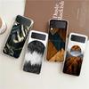 Forest Geometry Wood Phone Case For Samsung Galaxy Z Flip 3 4 5 6 Fold High Hard PC Shell For Galaxy Z Flip 3 5 6 Clear Cover