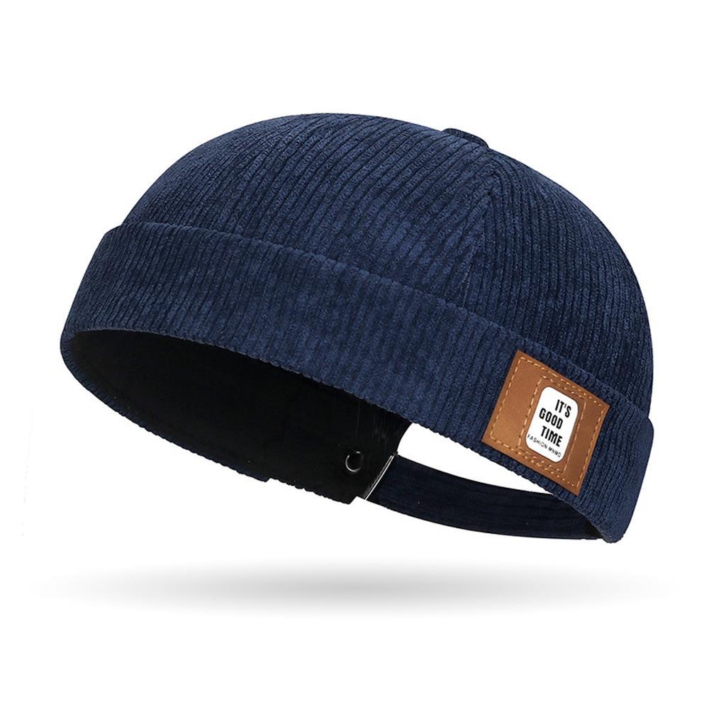 Retro Corduroy Brimless Docker Cap Men Women Landlord Hat Solid Color Streetwear Hip Hop Hats Adjustable Beanie Dome Hats Unisex