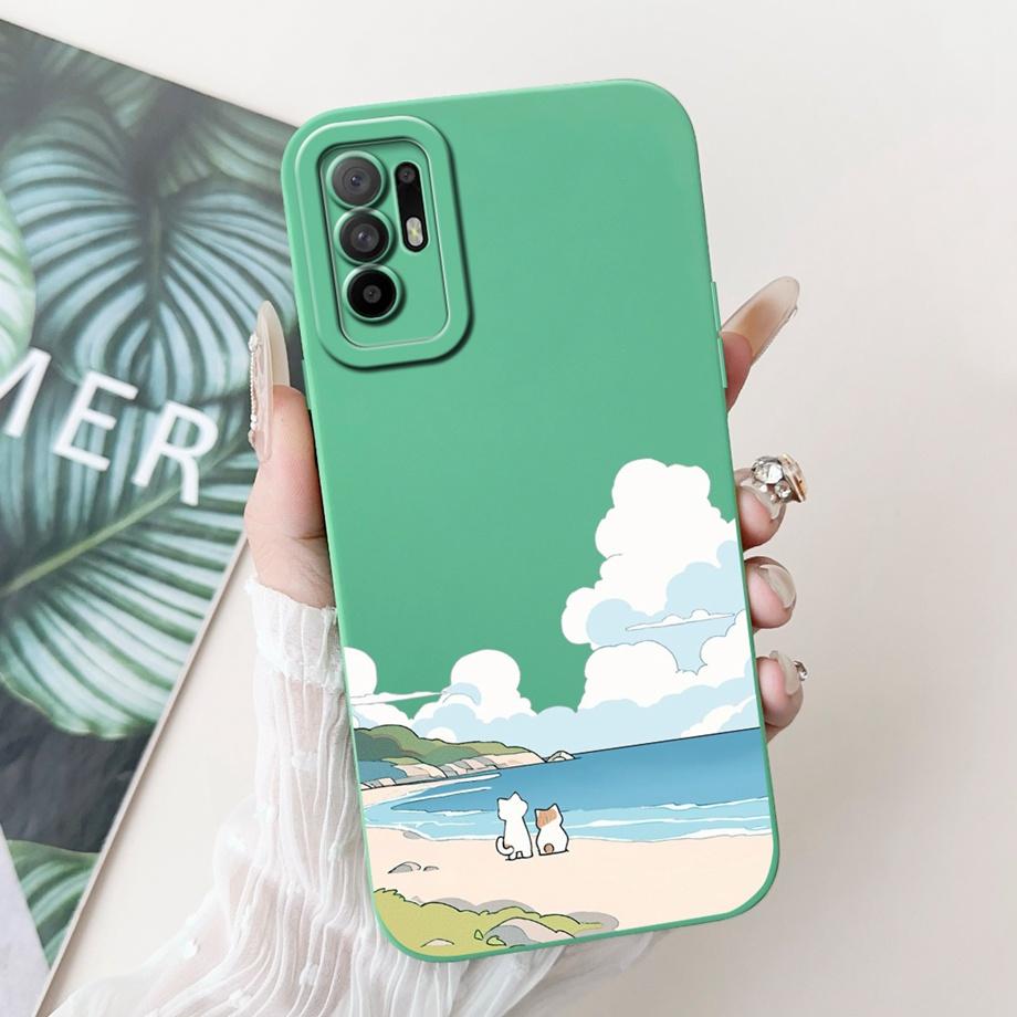 Funda For Oppo A94 5G CPH2211 Case Capa Soft Matte Silicone Bumper Cartoon Animals For OppoA94 A 94 Back Cover Camera Protected