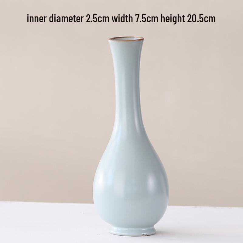 Elegant Celadon Vase: Classical Ru Kiln Ceramic for Hydroponic Flower Arrangements and Living Room Decor