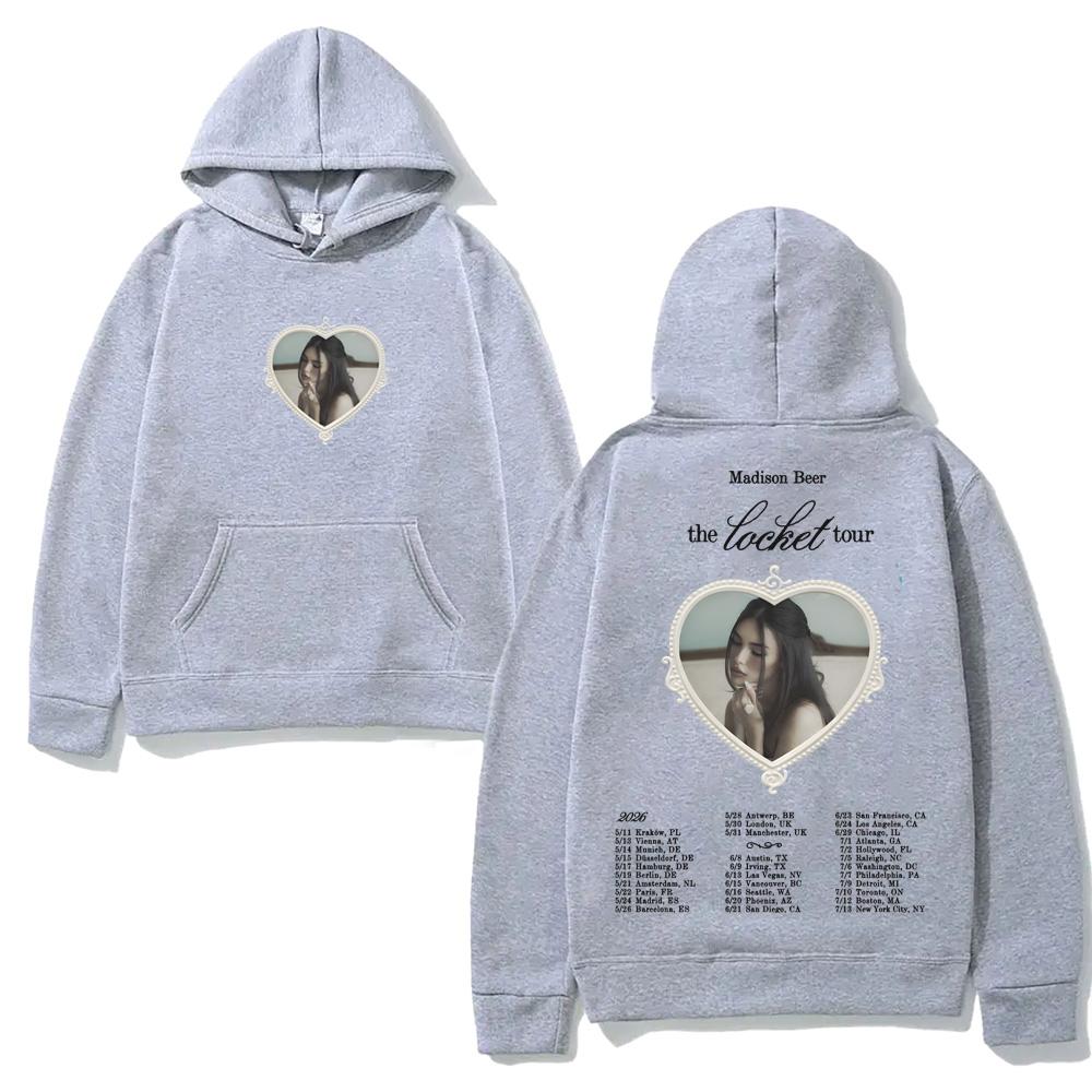 Madison Beer The Locket Tour 2026 Hooded Casual Fleece Sweatshirt Harajuku High Quality Autumn/Winter Comfortable Anime Hoodie Couple Matching Outfit