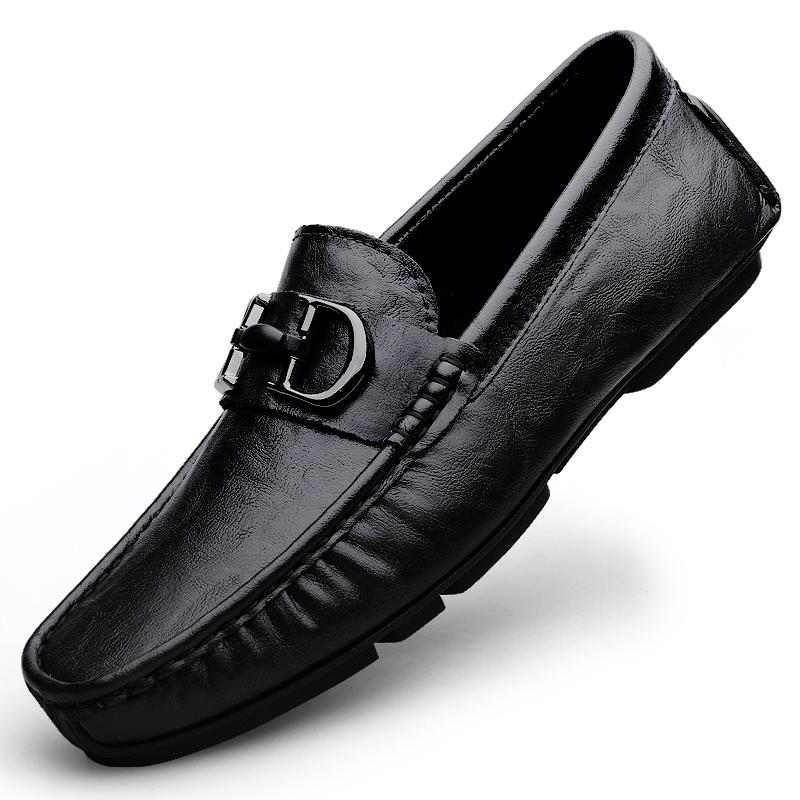 

Мужские легкие формальные кожаные туфли из натуральной кожи, мягкие, удобные, нескользящие, повседневные мужские лоферы для свадьбы, шафера, офиса 44 чёрный
