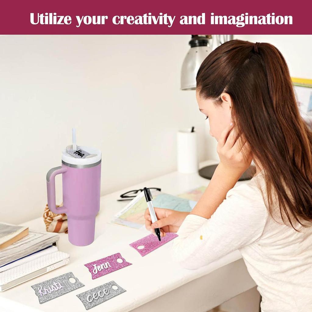 Pack of 12 Eye Catching Lid Labels Acrylic Decals Blank Cup Nameplate Acrylic Decorative Sheets Acrylic Material for Cup