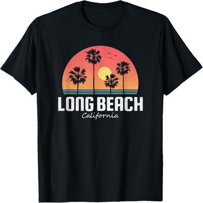 Long Beach California T Shirt Women Men Kids Retro Sunset T-Shirt