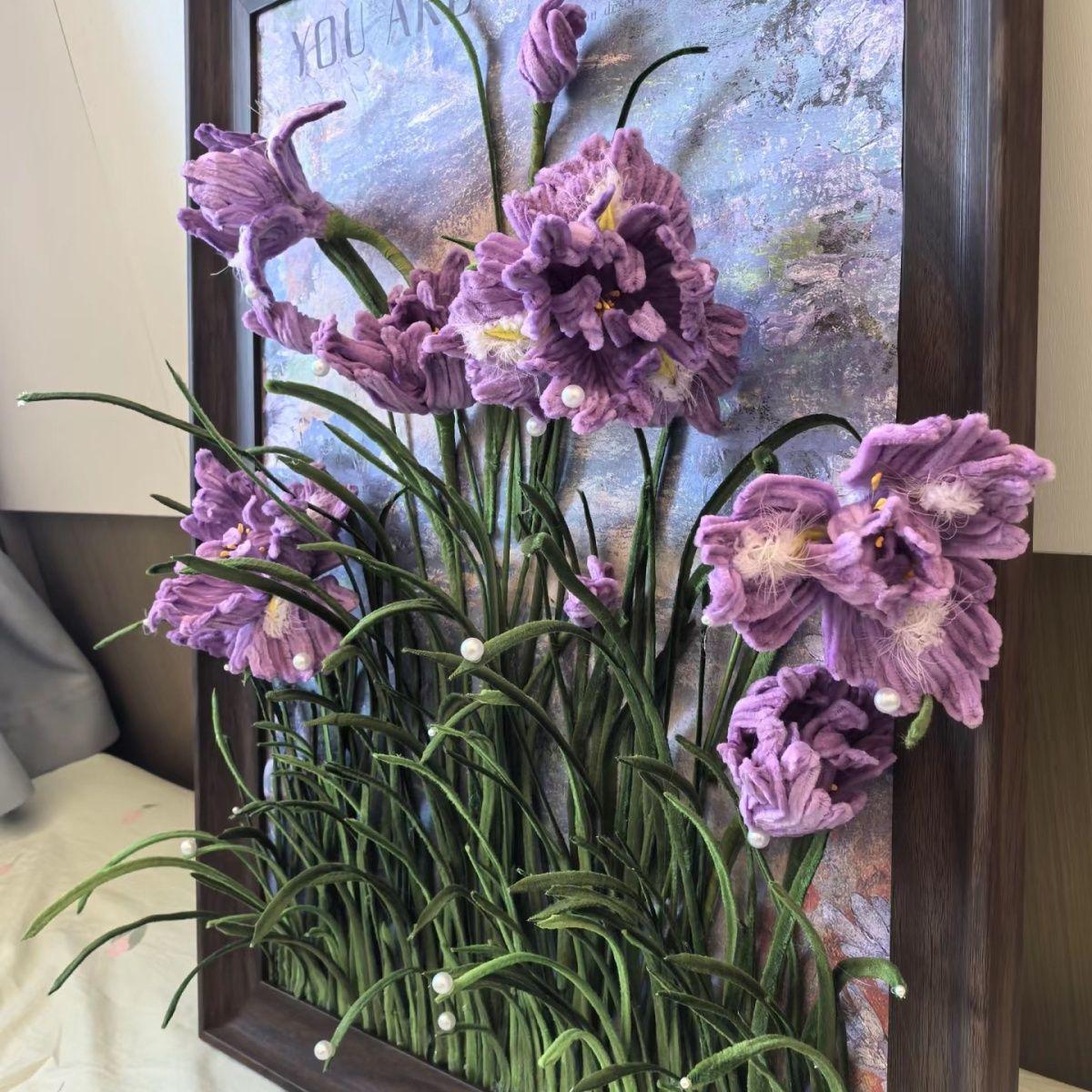 

Iris DIY Handmade Decorative Painting Kit: Chenille Stems Birthday Gift Bestie Bouquet Photo Frame. Materials Only - Requires Own Tools