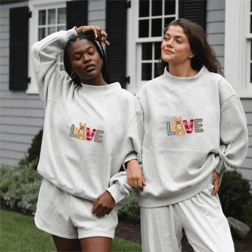 Heavyweight Trendy European & American Style Versatile Women's Hoodie, Mid-high Collar, Casual Spring/Autumn Wear