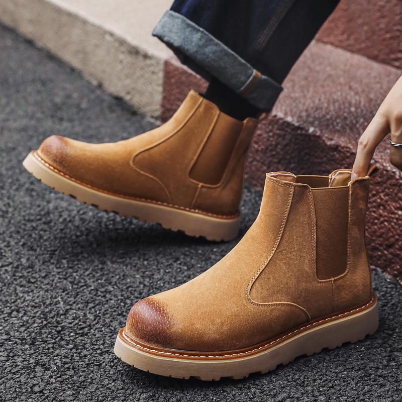 Chelsea boots men's medium help British style Martin boots retro men's shoes autumn desert boots versatile short boots 2229-J