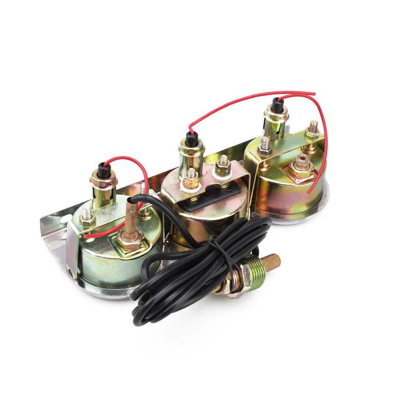 2" 52mm Oil Pressure Amp Meter Water Temp Triple Gauge 3 in 1 Set Chrome Panel