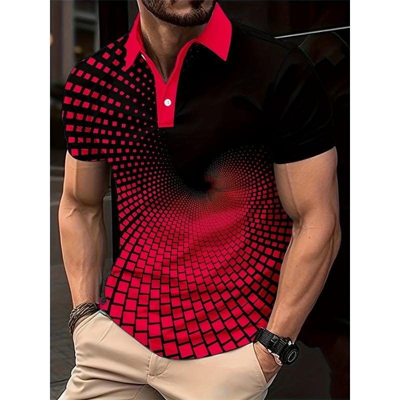Electronic Data Passage Abstract Pattern Fashion Men's Polos T-Shirts Summer Short Sleeve 3d Print Street POLO Tops Tee