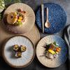 Ceramic Steak Plates Set Dinnerware Underglaze Flat Round Plates for Home Kitchen Restaurant Service
