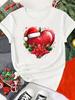 (Asian Size) Print merry Christmas o-neck Women's Top new year T Clothing tree sweet 90s  Short Sleeve T-shirts Fashion holiday Graphic Tee