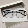 Retro Golden Half-Frame Glasses Myopia Men And Women With The Same Simple Square Anti-Blue Flat Glasses Frame