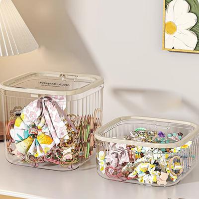 Storage Box with Press To Open Lid Design Anti-Dust Durable Plastic Large Capacity Organizer for Hair Accessories Jewelry