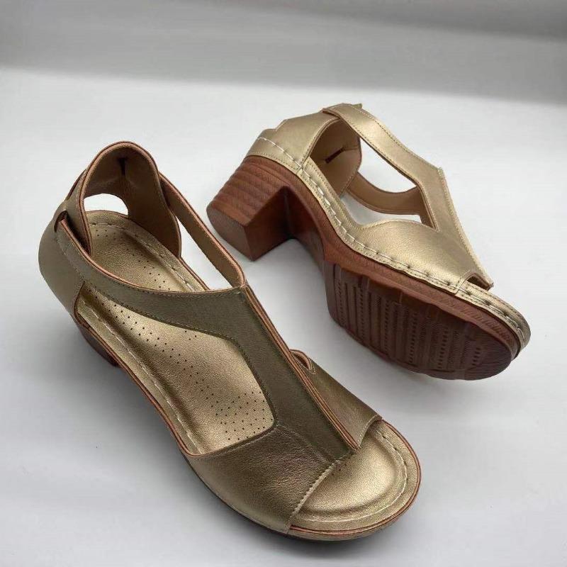 Summer New Fish Mouth Women's Shoes Wedge Heel Open Toe Buckle with High Heel Sandals