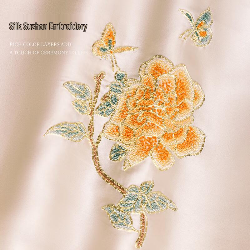 Hangsilu Mulberry Silk Suzhou Embroidery Scarf & Ruyi Comb Gift Set