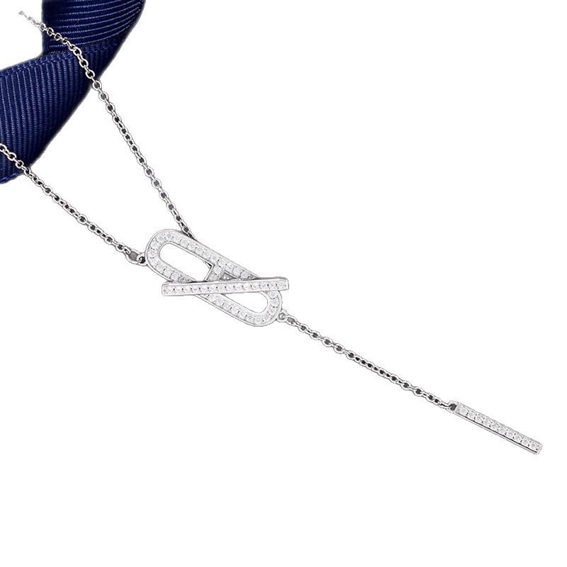 18K Gold Plated Pig Nose Tassel Paperclip Pendant Necklace
